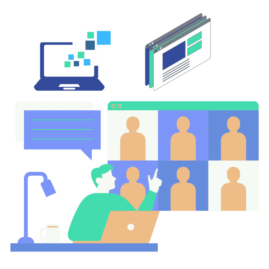 a person attending a group zoom call